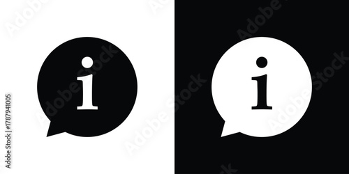 Information icon in solid silhouette set. Vector Illustration.