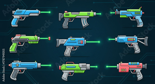 Fototapeta Cartoon Sci-Fi Weapons Collection