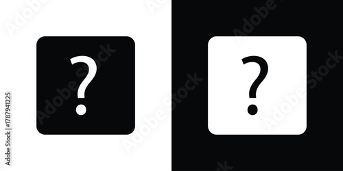 Interrogation icon in solid silhouette set. Vector Illustration.