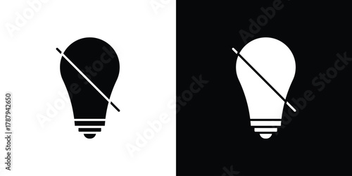 Light off icon in solid silhouette set. Vector Illustration.