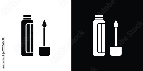 Lip gloss icon in solid silhouette set. Vector Illustration.