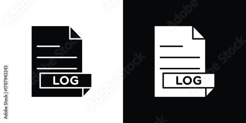 log file icon in solid silhouette set. Vector Illustration.