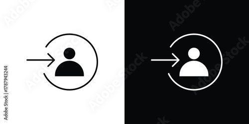 Login icon in solid silhouette set. Vector Illustration.