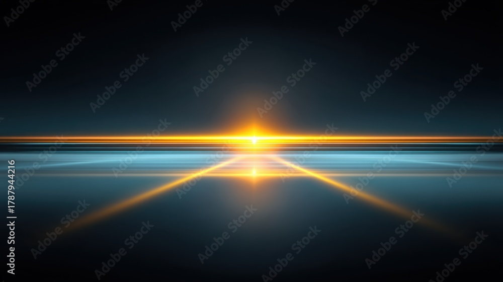 Fototapeta premium Stunning Sunset Reflection with Vibrant Colors over a Calm Water Surface Creating a Peaceful and Serene Atmosphere in a Digital Abstract Style