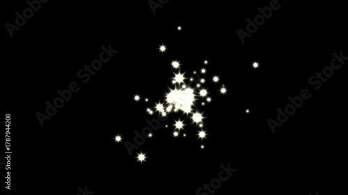 Sparkle particle glitters light trail alpha channel loop 4k animation, glowing glitter burst sparkle effect, shiny glowing gold stars on transparent background overlay design element. 4k
