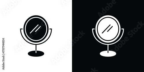 Mirror icon in solid silhouette set. Vector Illustration.
