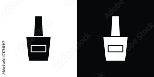 Nail polish icon in solid silhouette set. Vector Illustration.