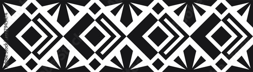 Abstract border pattern design, seamless decorative geometric frame, ethnic motif design. Universal design element.