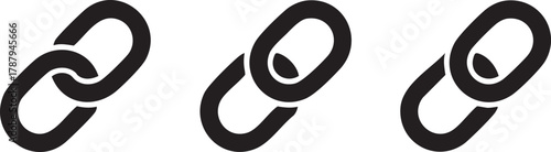 Chain Link Icon Set — Minimal Black Vector Connection Symbol for Network and Security Design