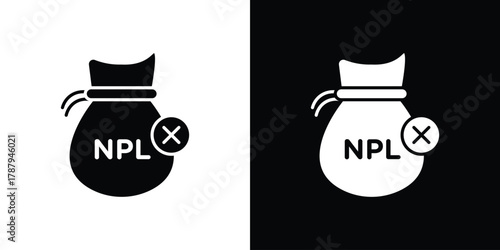NPL icon in solid silhouette set. Vector Illustration.