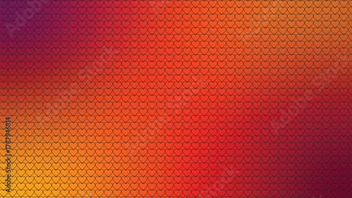 Heart pattern background with warm gradient colors. Romantic abstract geometric vector illustration.