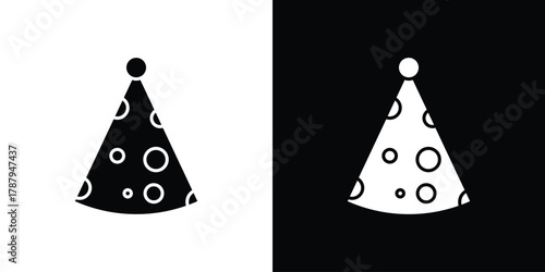 Party hat icon in solid silhouette set. Vector Illustration.