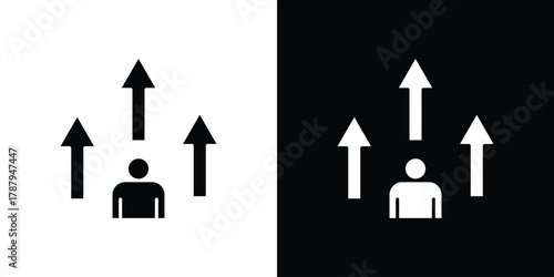 Personal development icon in solid silhouette set. Vector Illustration.