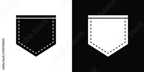 Pocket icon in solid silhouette set. Vector Illustration.