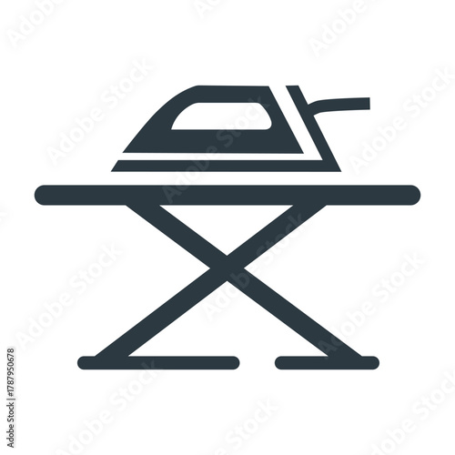 Iron and ironing board icon.