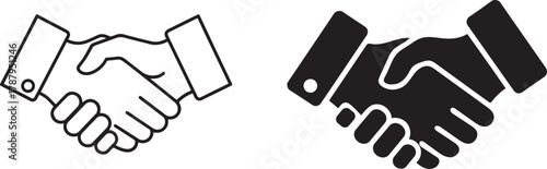 Handshake Icon Set. Vector symbols for business partnership, agreement, and deals.