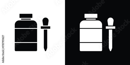Serum icon in solid silhouette set. Vector Illustration.
