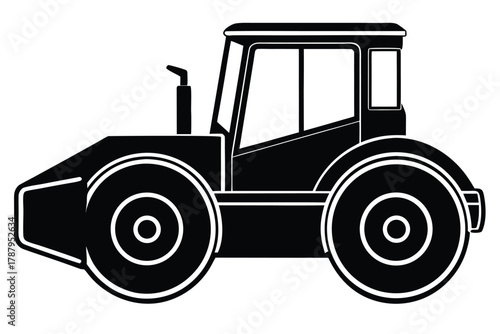 road roller vector icon silhouette