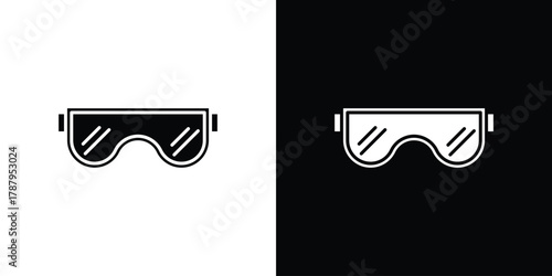 Ski goggles icon in solid silhouette set. Vector Illustration.