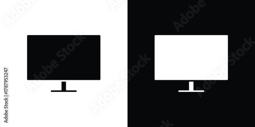 smart Television icon in solid silhouette set. Vector Illustration.