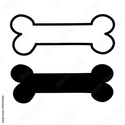 犬の骨アイコン シルエットとライン