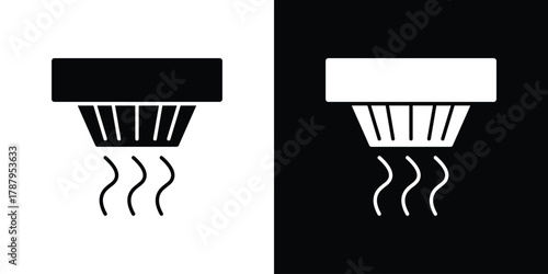 Smoke detector icon in solid silhouette set. Vector Illustration.