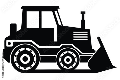 bulldozer vector icon silhouette