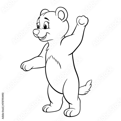 A cute little teddy bear. Isolated illustration of a bear on a white background in line art style. Illustration for coloring books and children's product design.