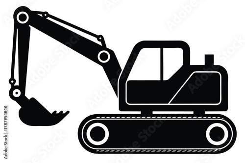 excavator machine vector icon silhouette