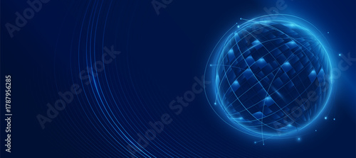 Futuristic digital glowing blue lines technology background with Innovation and connection network background for tech event poster or presentation product business