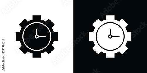 Time management icon in solid silhouette set. Vector Illustration.