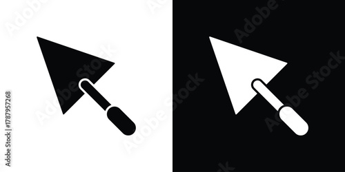 Trowel icon in solid silhouette set. Vector Illustration.