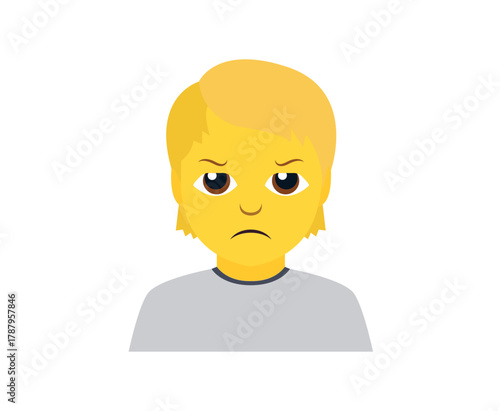 angry person mad non-binary face head emoji symbol sign icon vector illustration isolated flat	
