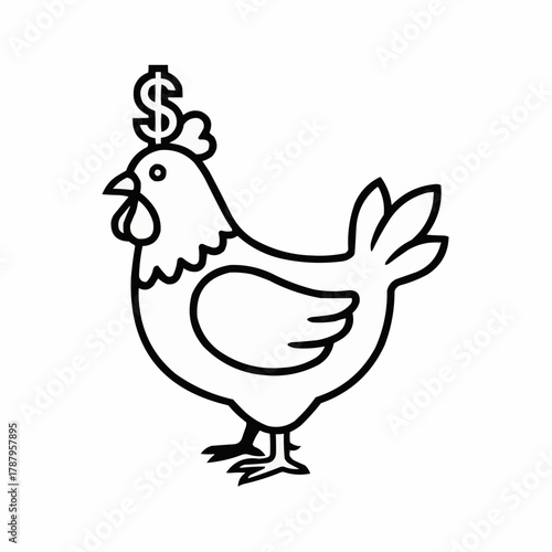 Profitable business idea: A clever chicken with a dollar sign, symbolizing wealth, finance, and investment opportunities for entrepreneurs