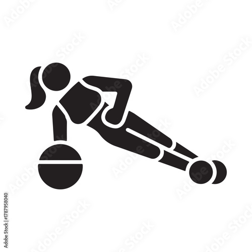 Woman performing side plank exercise with dumbbells