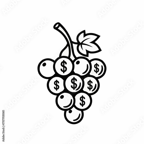 Visualize financial growth with this money grapes icon, perfect for business, investing, or personal finance concepts; a tasteful representation of prosperity