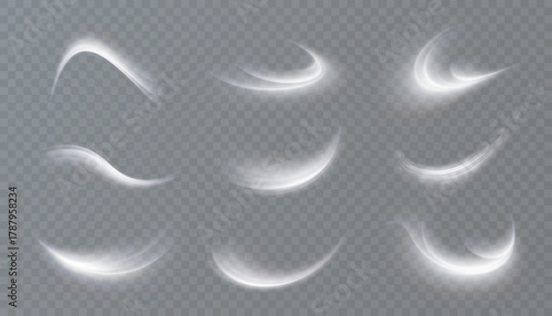 Winter whirlwinds with snow and blizzard effects on a transparent background. Suitable for winter and Christmas designs, as well as for creating snow and blizzard effects.