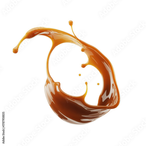 Caramel splash isolated on white background