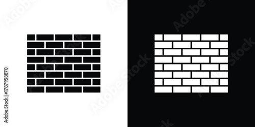 Wall icon in solid silhouette set. Vector Illustration.