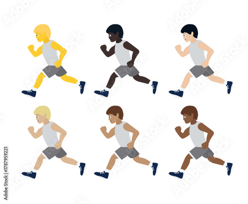 person running run club non-binary grey shirt runner sports excercise wellness emoji symbol sign icon vector illustration isolated flat