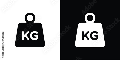 Weight icon in solid silhouette set. Vector Illustration.