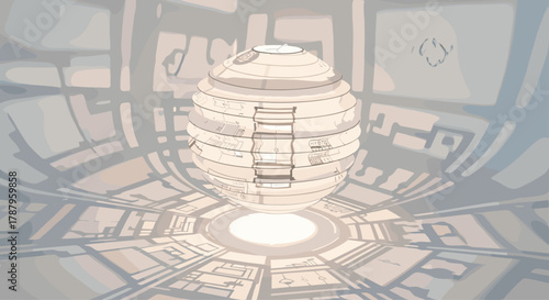 Futuristic Sphere in a HighTech Environment, Generative AI.