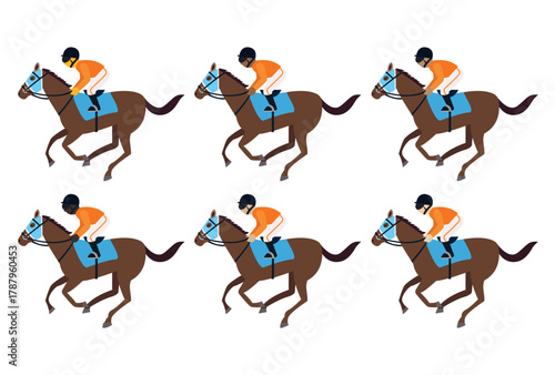 A jockey riding a horse in a race racing equestrian sports emoji symbol sign icon vector illustration isolated flat