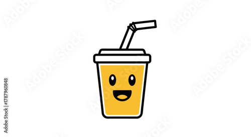 Cheerful beverage with a straw ready to quench your thirst on a sunny day illustration