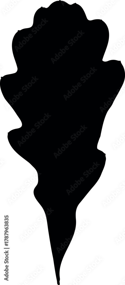 Fototapeta premium Black silhouette of leaf of oak (Quercus robur) isolated on white background