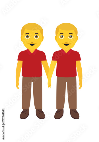 couple men queer holding hands gay romantic love valentine friends standing character emoji symbol sign icon vector illustration isolated flat