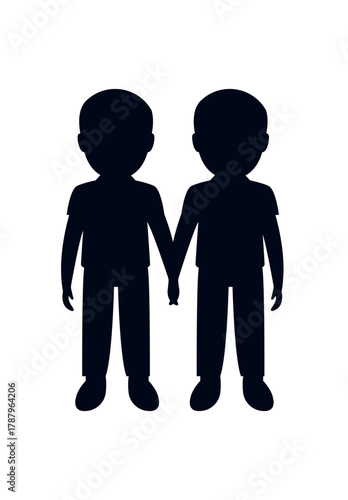 couple men queer holding hands gay romantic love valentine friends standing character emoji symbol sign icon vector illustration isolated flat