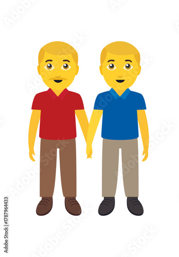 couple men queer holding hands gay romantic love valentine friends standing character emoji symbol sign icon vector illustration isolated flat