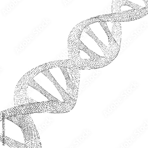 Hand drawn dna with detailed lines and dots
