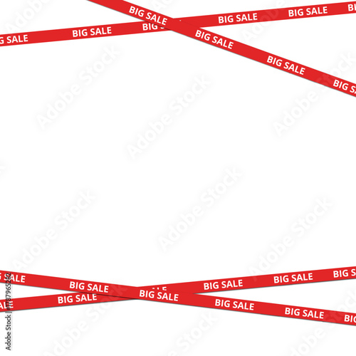 Red promotional sale tape bundle. Big sale special offer labels.